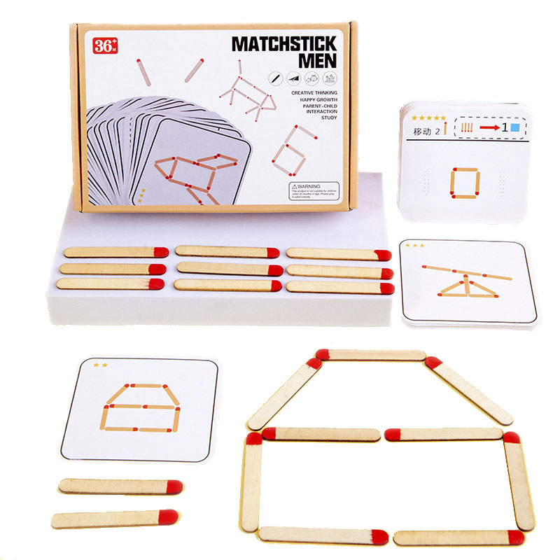 Board Game Anak - Montessori Matches Puzzles Game Wooden Toys
