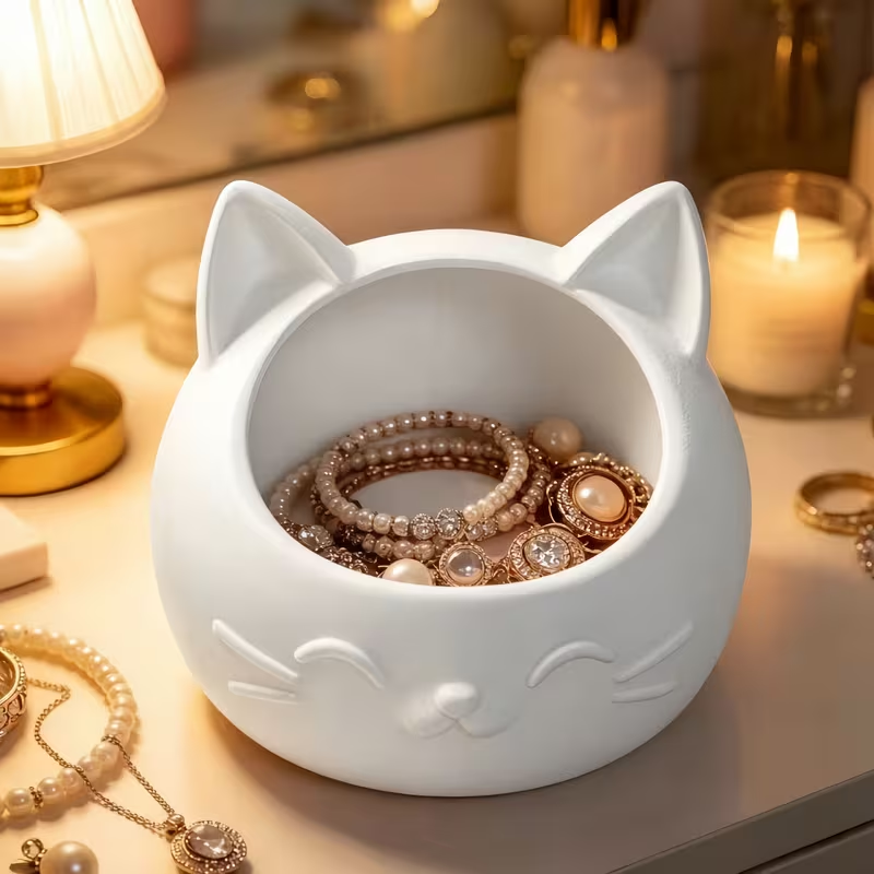 Mini Cartoon Cat-Shaped Storag - đánh giá và giá Token Tray Organizer