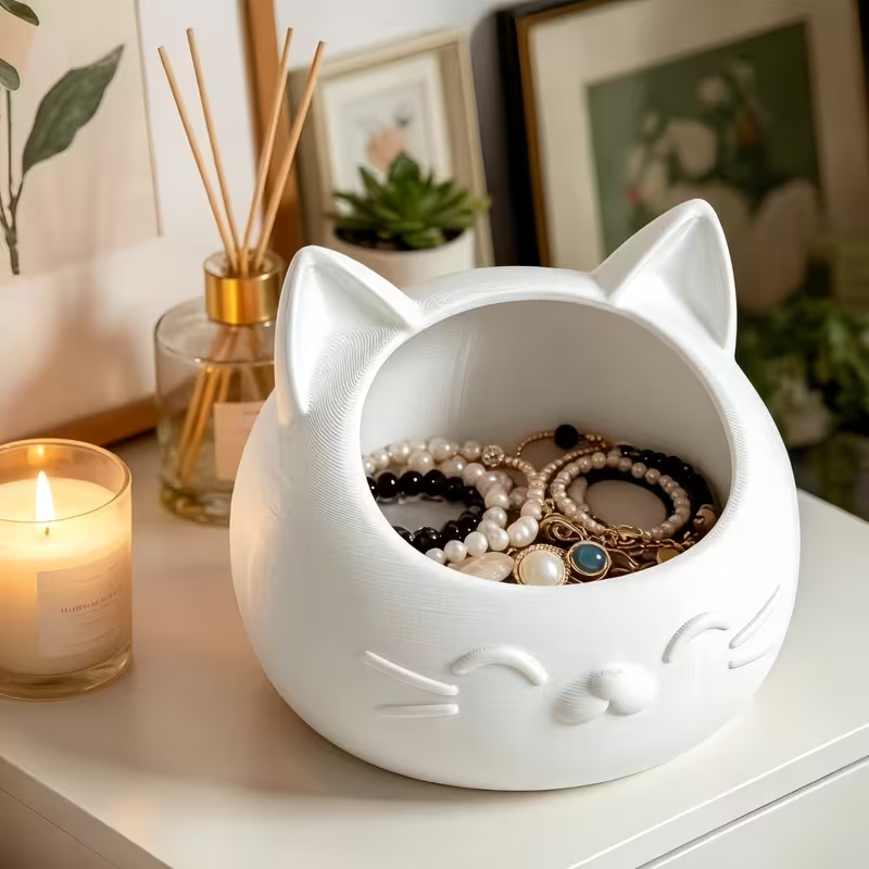 Mini Cartoon Cat-Shaped Storag - đánh giá và giá Token Tray Organizer